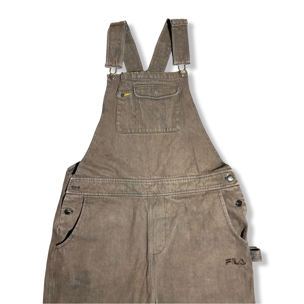 FILA Brown Denim Overalls with Pocket Detail